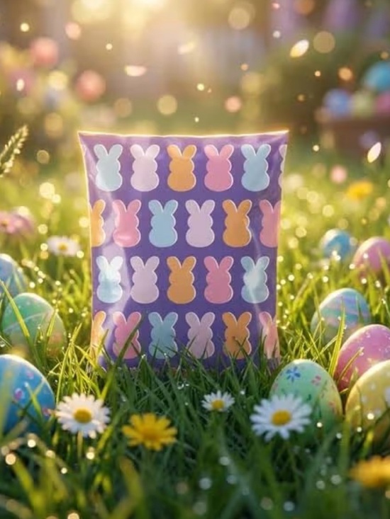 10x13 Purple Peep Bunny Poly Mailers - Set of 25 - Picture 2 of 3